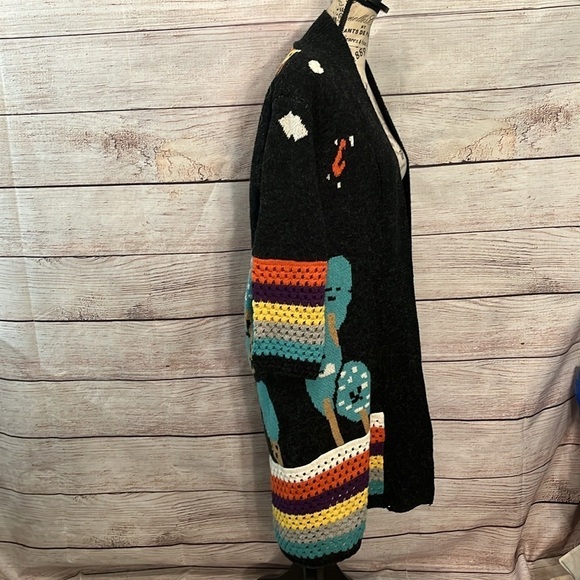 Vintage 1990’s Cardigan Sweater Crochet Trim Freeze Trees Size L/XL Pinkalicious - Picture 4 of 9